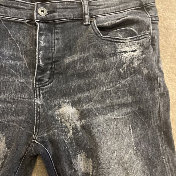 VALABASAS Jeans Men's Button Fly Stretch Skinny Distressed Black Size 38x30 - Picture 15 of 16